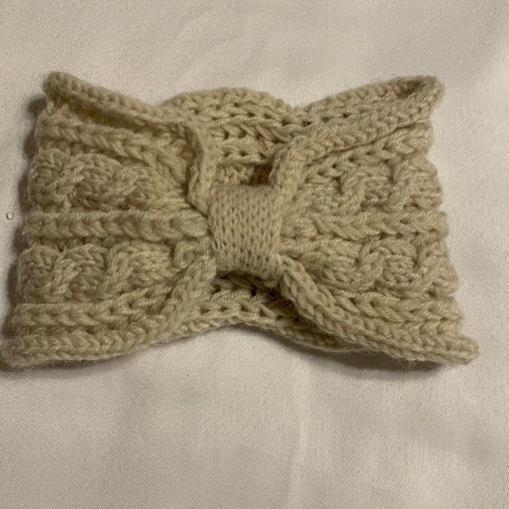 Crochet/knitted headband cream color